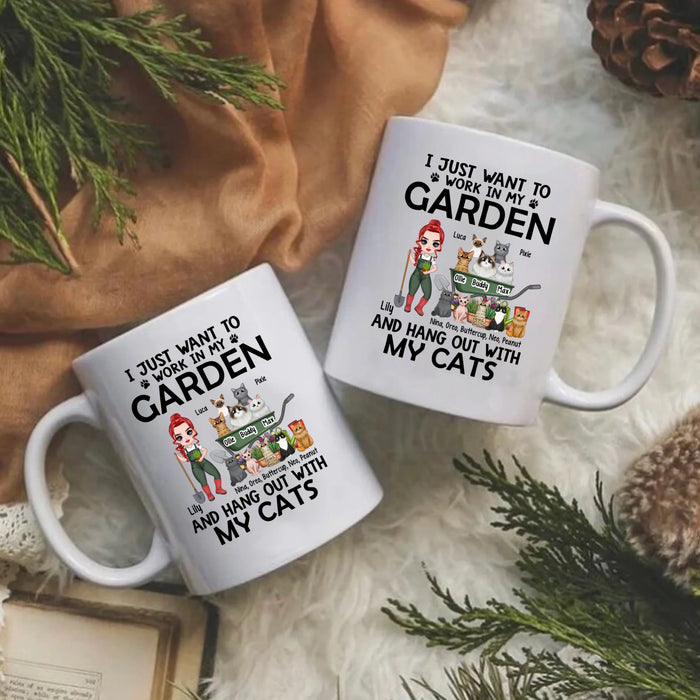 Up To 10 Cats, I Just Want To Work In My Garden - Personalized Mug For Cat Gardening Lovers, Gardeners