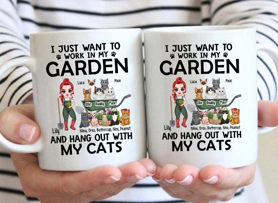 Up To 10 Cats, I Just Want To Work In My Garden - Personalized Mug For Cat Gardening Lovers, Gardeners