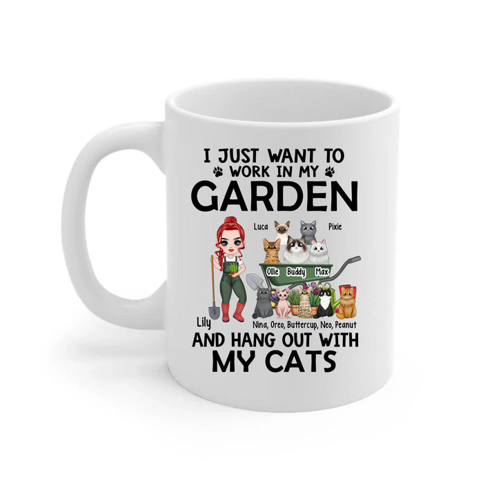 Up To 10 Cats, I Just Want To Work In My Garden - Personalized Mug For Cat Gardening Lovers, Gardeners