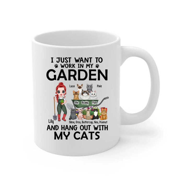 Up To 10 Cats, I Just Want To Work In My Garden - Personalized Mug For Cat Gardening Lovers, Gardeners