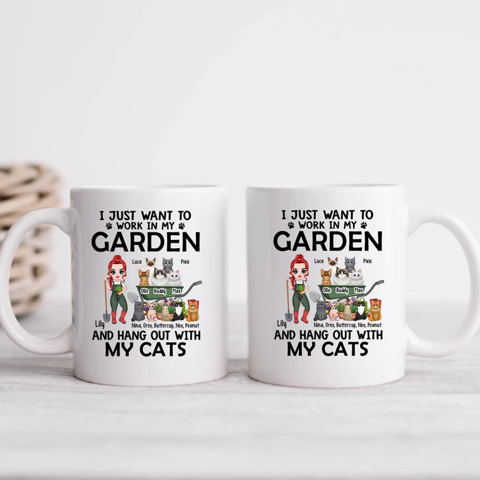 Up To 10 Cats, I Just Want To Work In My Garden - Personalized Mug For Cat Gardening Lovers, Gardeners