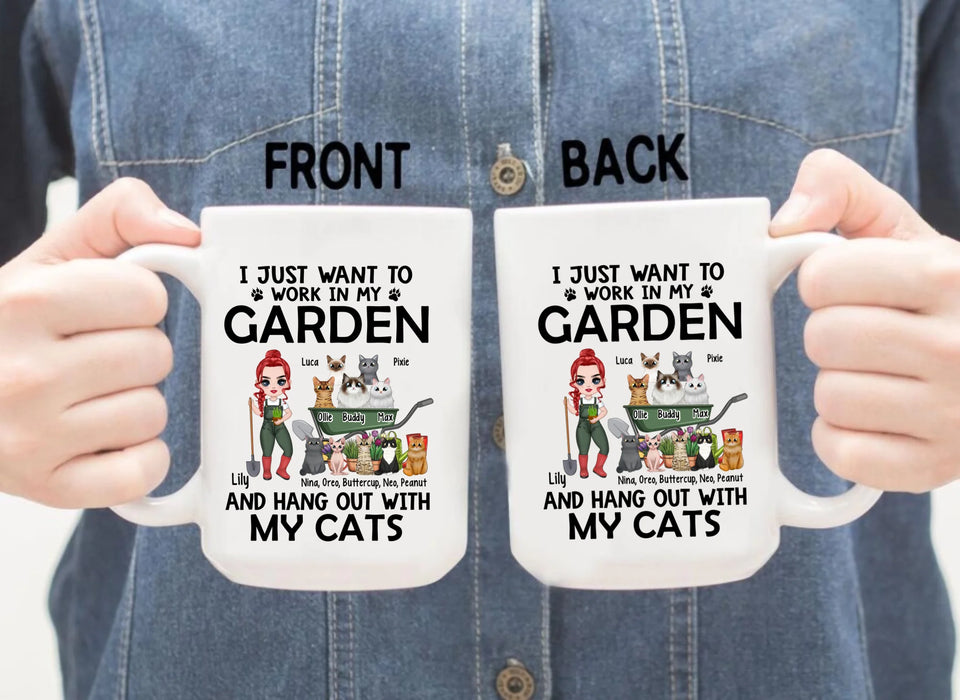 Up To 10 Cats, I Just Want To Work In My Garden - Personalized Mug For Cat Gardening Lovers, Gardeners