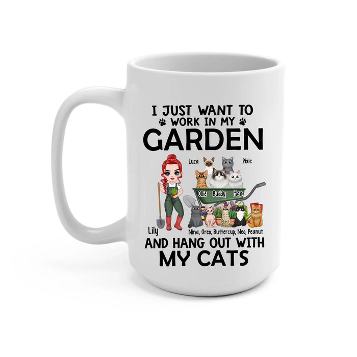 Up To 10 Cats, I Just Want To Work In My Garden - Personalized Mug For Cat Gardening Lovers, Gardeners