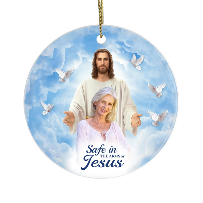 Personalized Safe In The Arms of Jesus Ornament, Custom Memorial Photo Ornament, Remembrance Gifts for Loss of Loved Ones