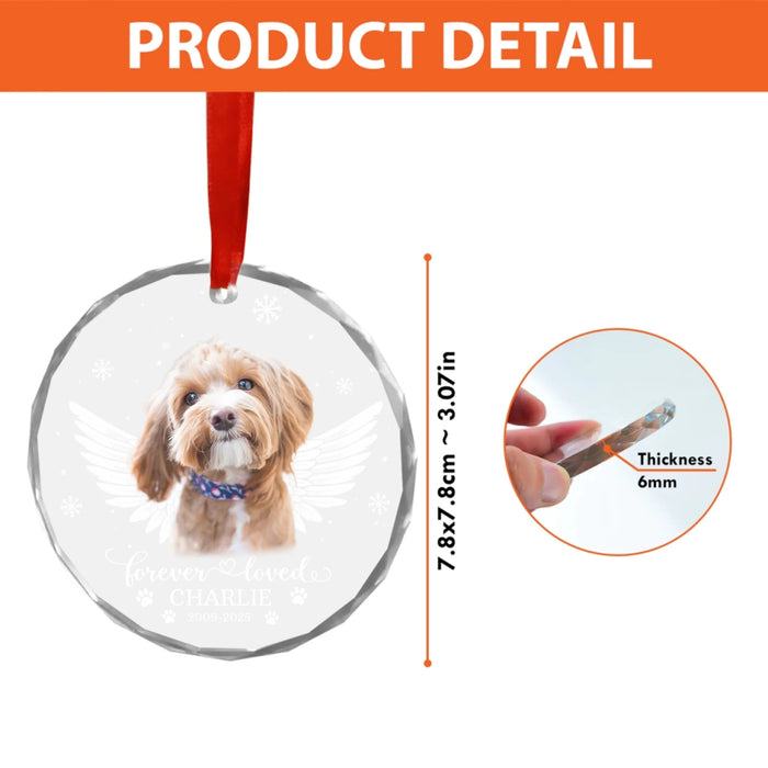 Personalized Dog Memorial Forever Loved Glass Ornament, Custom Pet Memorial Ornament, Pet Loss Gift, Christmas Ornament