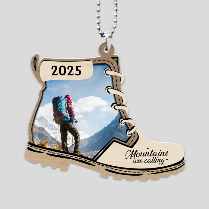 Mountains Are Calling - Personalized Photo Gifts Custom Car Ornament For Hiking Lovers