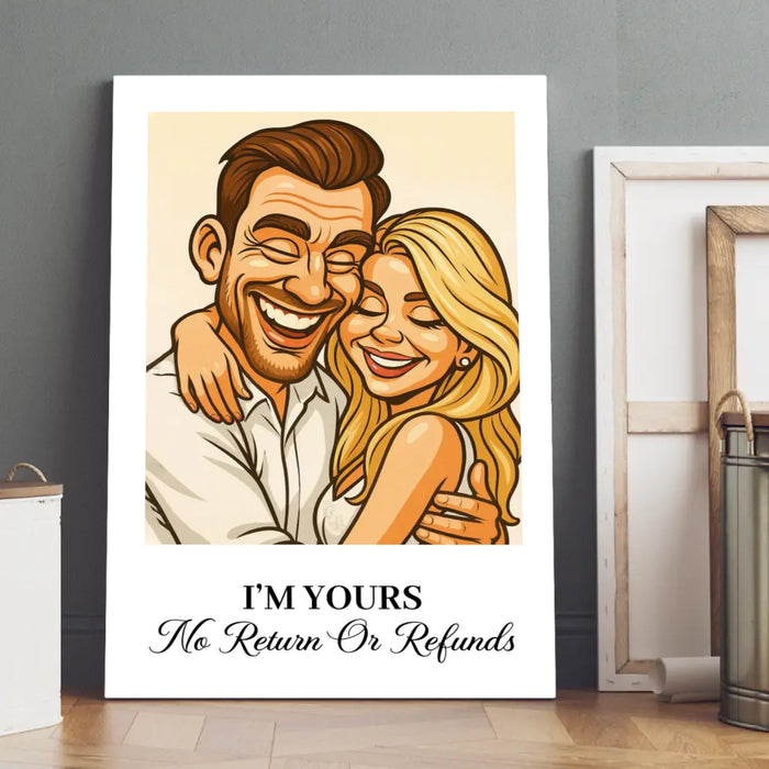 Custom Caricature Portrait from Photo Wall Art Poster, Gift for Couples, Husband and Wife, Him and Her