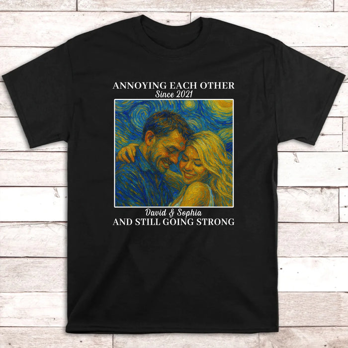 Personalized Starry Night Couple Portrait Shirt, Custom Portrait Van Gogh Style Shirt, Anniversary Gift for Him Her Gift for Couples