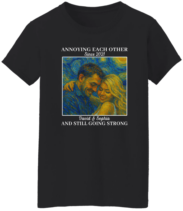Personalized Starry Night Couple Portrait Shirt, Custom Portrait Van Gogh Style Shirt, Anniversary Gift for Him Her Gift for Couples
