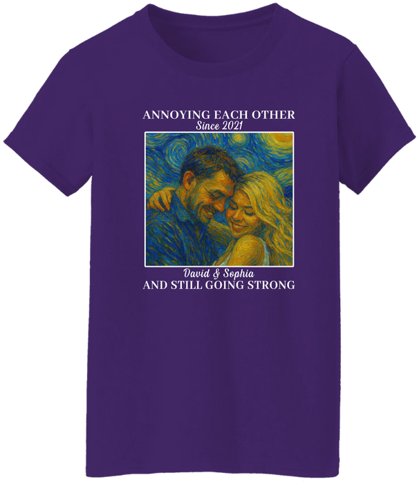 Personalized Starry Night Couple Portrait Shirt, Custom Portrait Van Gogh Style Shirt, Anniversary Gift for Him Her Gift for Couples