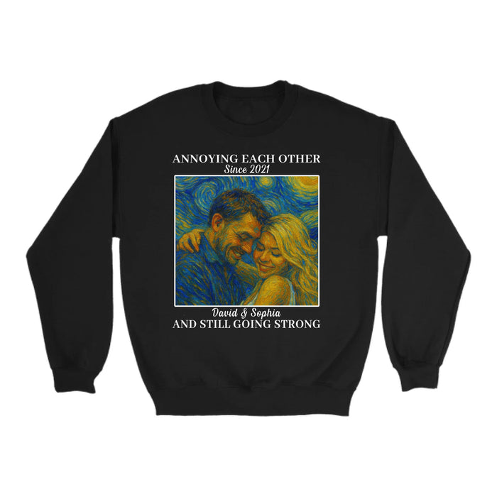 Personalized Starry Night Couple Portrait Shirt, Custom Portrait Van Gogh Style Shirt, Anniversary Gift for Him Her Gift for Couples