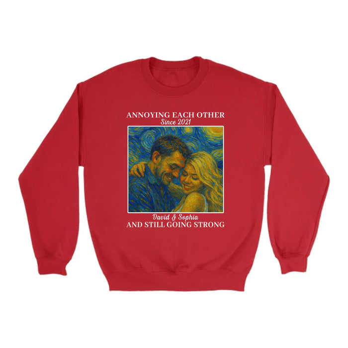 Personalized Starry Night Couple Portrait Shirt, Custom Portrait Van Gogh Style Shirt, Anniversary Gift for Him Her Gift for Couples