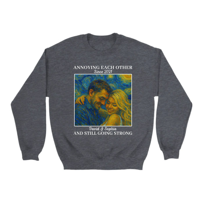 Personalized Starry Night Couple Portrait Shirt, Custom Portrait Van Gogh Style Shirt, Anniversary Gift for Him Her Gift for Couples