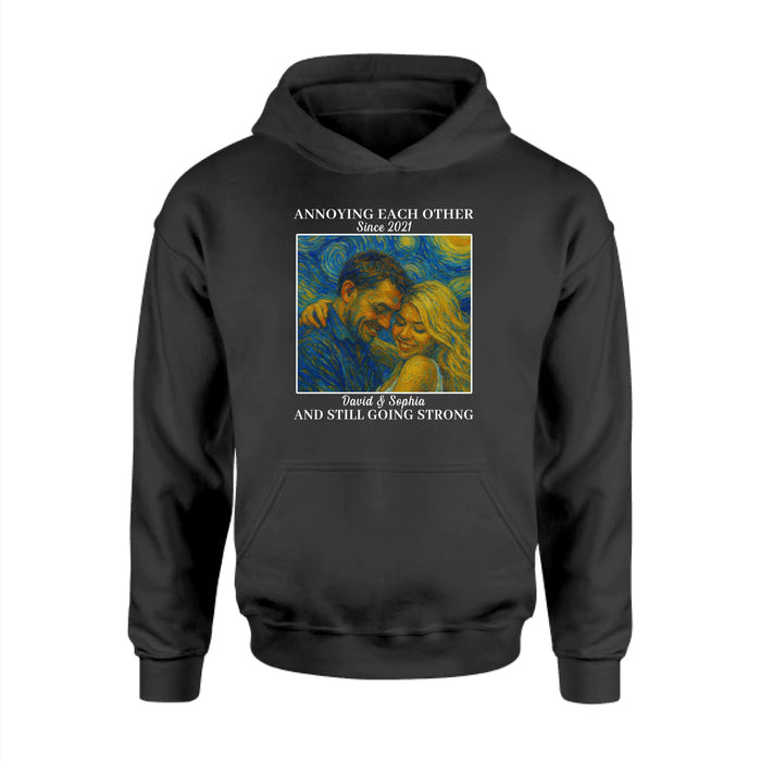 Personalized Starry Night Couple Portrait Shirt, Custom Portrait Van Gogh Style Shirt, Anniversary Gift for Him Her Gift for Couples