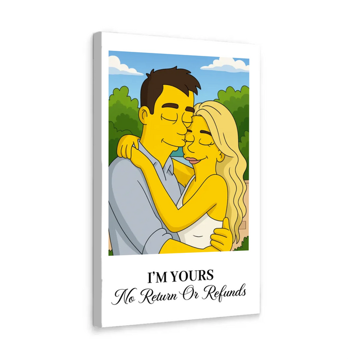 Personalized Simpsons Style Couple Portrait Poster, Custom Cartoon Drawing from Photo Wall Art, Anniversary Gift for Him, Gift for Couples