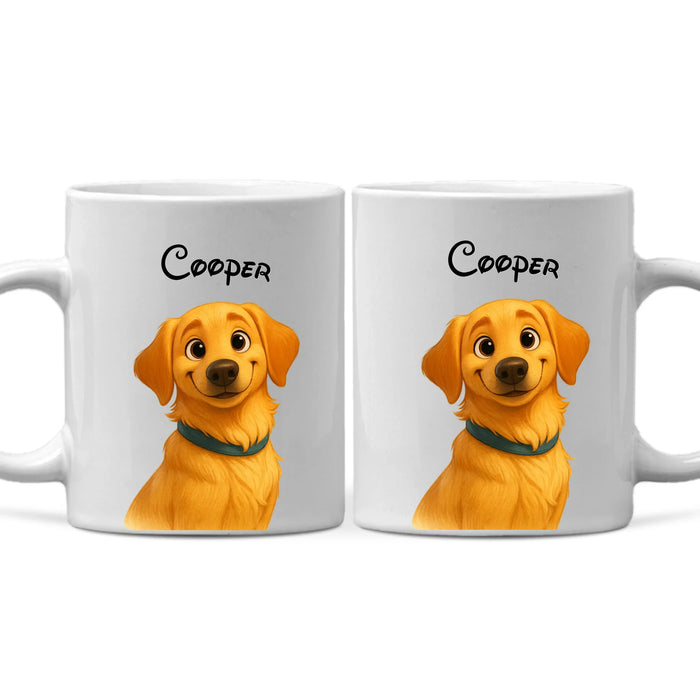 Personalized Cartoon Dog Portrait Mug, Custom Pet Art Photo Christmas Mug, Gift For Pet Parents, Dog Lover Gift