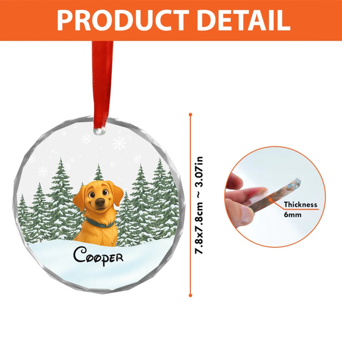 Personalized Christmas Cartoon Pet Portrait Ornament, Custom Pet Art Photo Christmas Glass Ornament for Dog Lovers