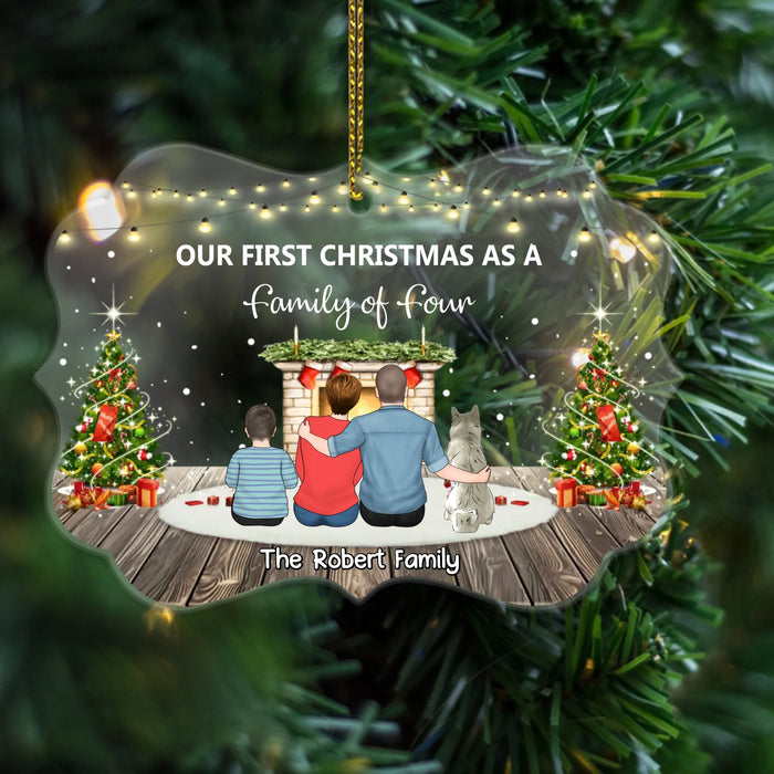 Personalized Our First Christmas As A Family Ornament, Custom Family with Pets Acrylic Ornament, Christmas Gift For Family and Dog, Cat Lovers