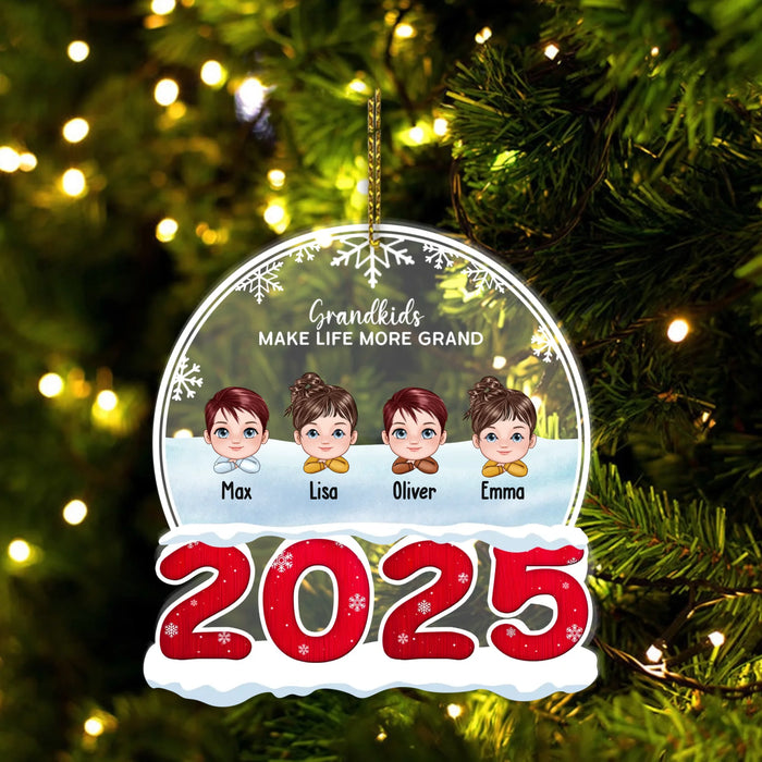 Grandkids Make Life More Grand - Personalized Christmas Gifts Custom Acrylic Ornament for Grandparents