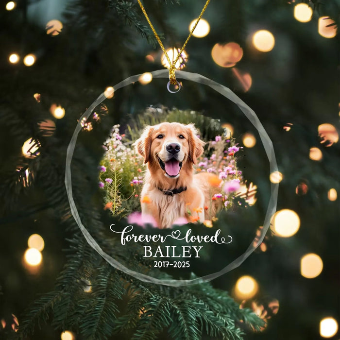 Personalized Dog Memorial Forever Loved Ornament, Custom Pet Photo Memorial Ornament, Pet Loss Gift, Remembrance Christmas Ornament