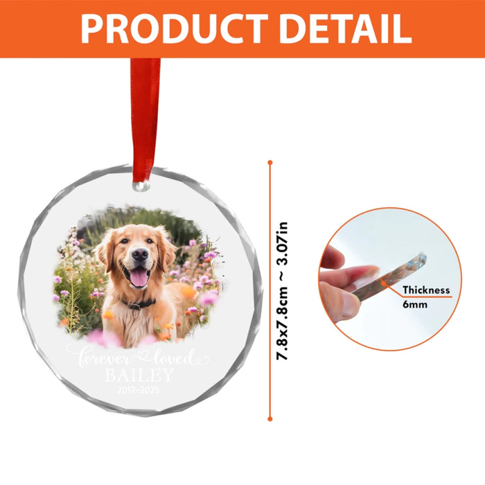 Personalized Dog Memorial Forever Loved Ornament, Custom Pet Photo Memorial Ornament, Pet Loss Gift, Remembrance Christmas Ornament