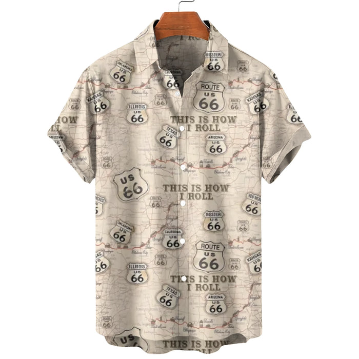 Personalized This Is How I Roll Hawaiian Shirt, Custom Car Motorcycle Photo Route 66 Hawaiian Shirt