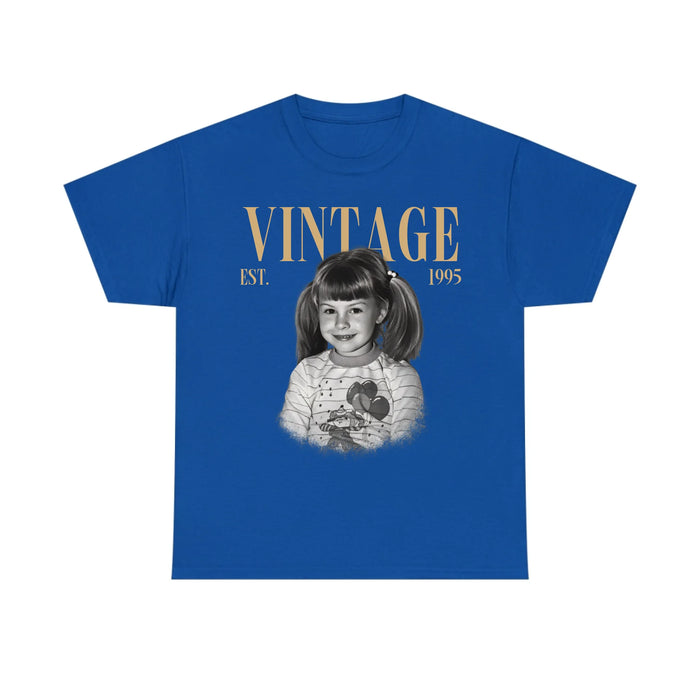 Personalized Vintage Photo And Year Shirt, Custom Picture Birthday Shirt, Retro Birthday Shirt