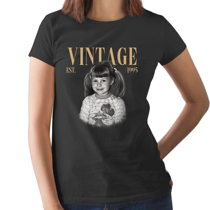 Personalized Vintage Photo And Year Shirt, Custom Picture Birthday Shirt, Retro Birthday Shirt