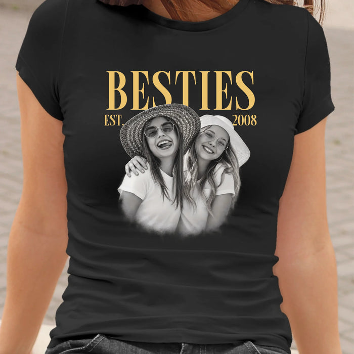 Personalized Vintage Photo Bestie Shirt, Custom Photo Best Friend Shirt, Friendship Gift, Birthday Gift for Friend