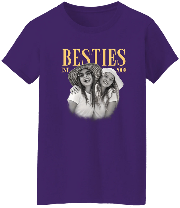 Personalized Vintage Photo Bestie Shirt, Custom Photo Best Friend Shirt, Friendship Gift, Birthday Gift for Friend