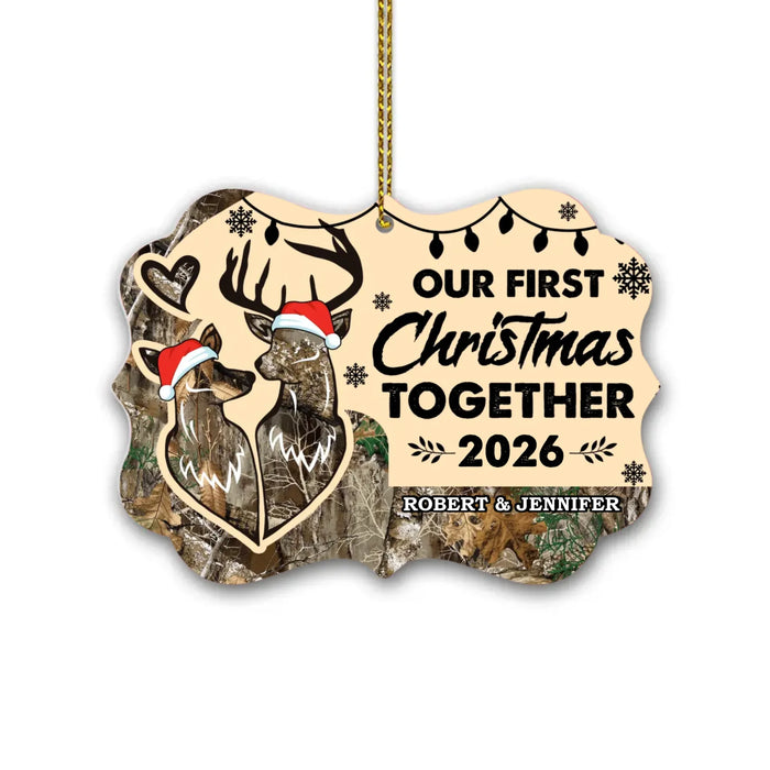 Personalized Our First Christmas Together 2026 Ornament, Custom Hunting Christmas Metal Ornament, Gift For Hunting Couples, Hunting Lovers