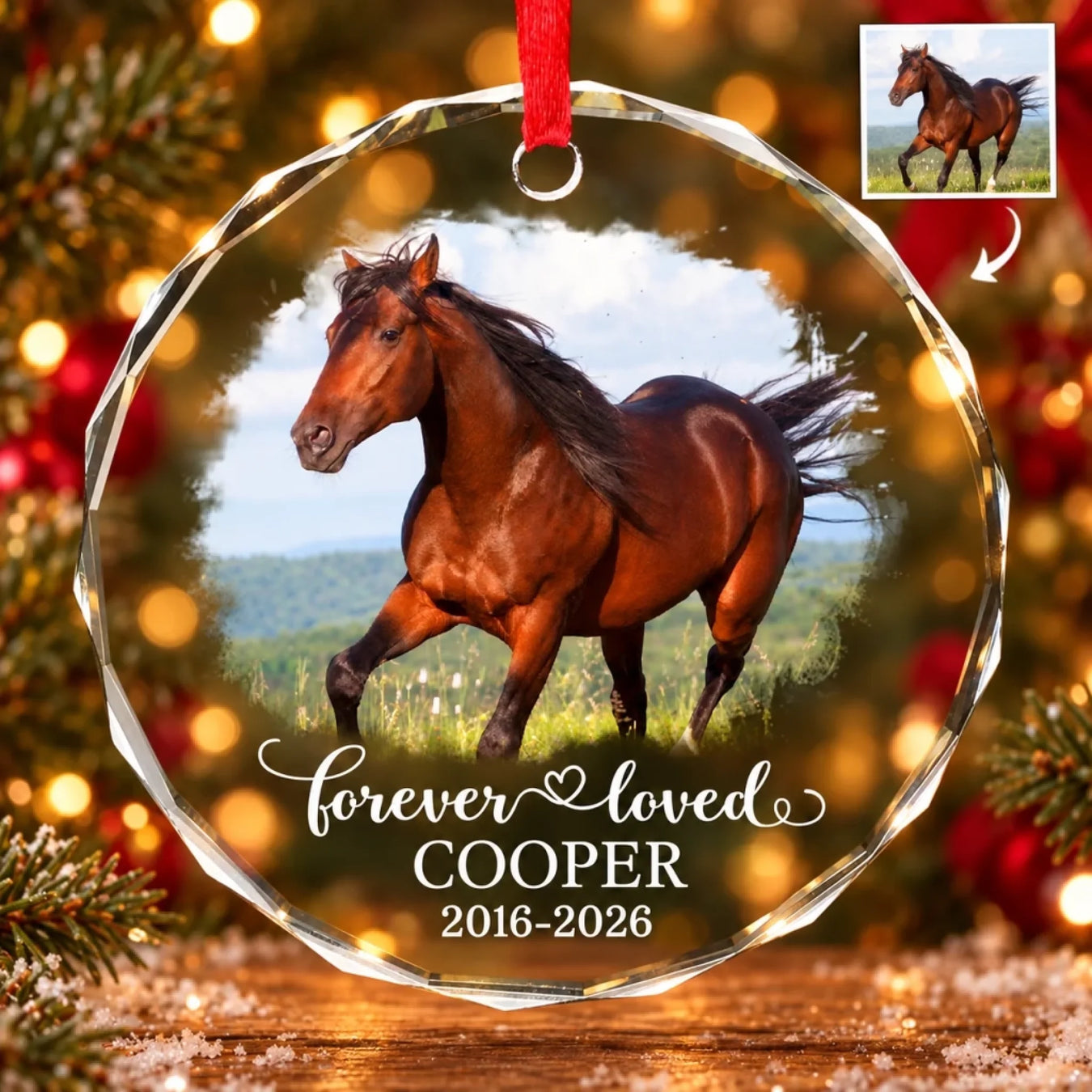 Bay Horse Memorial Glass Ornament