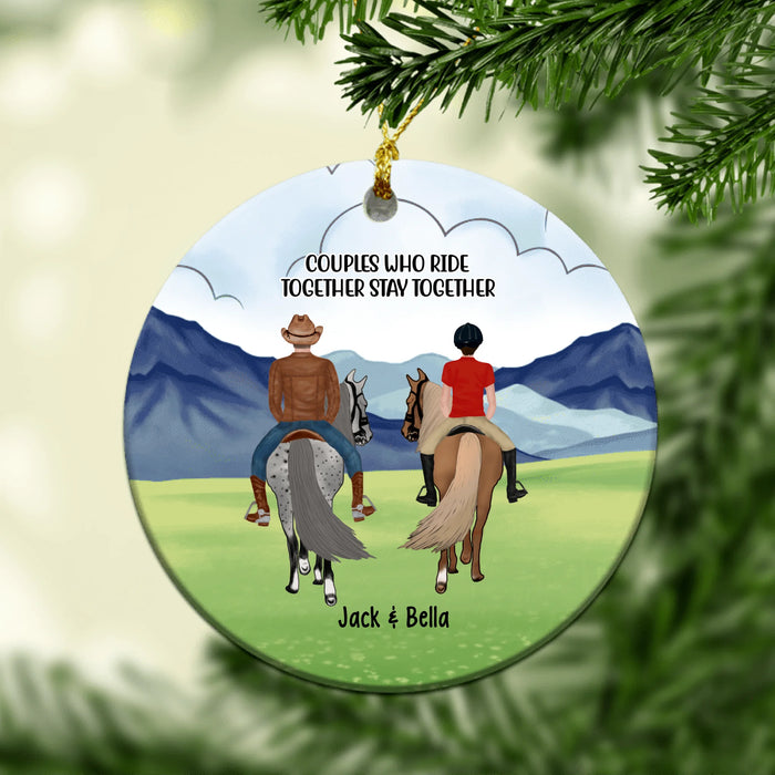Personalized Horse Riding Partners Ceramic Ornament, Gift for Horse Lovers, Gift for Couple, Friends