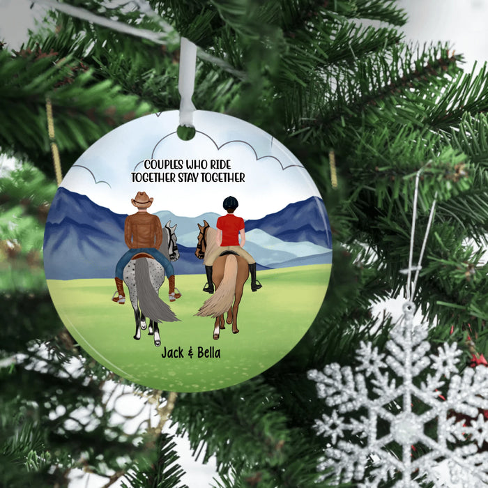 Personalized Horse Riding Partners Ceramic Ornament, Gift for Horse Lovers, Gift for Couple, Friends