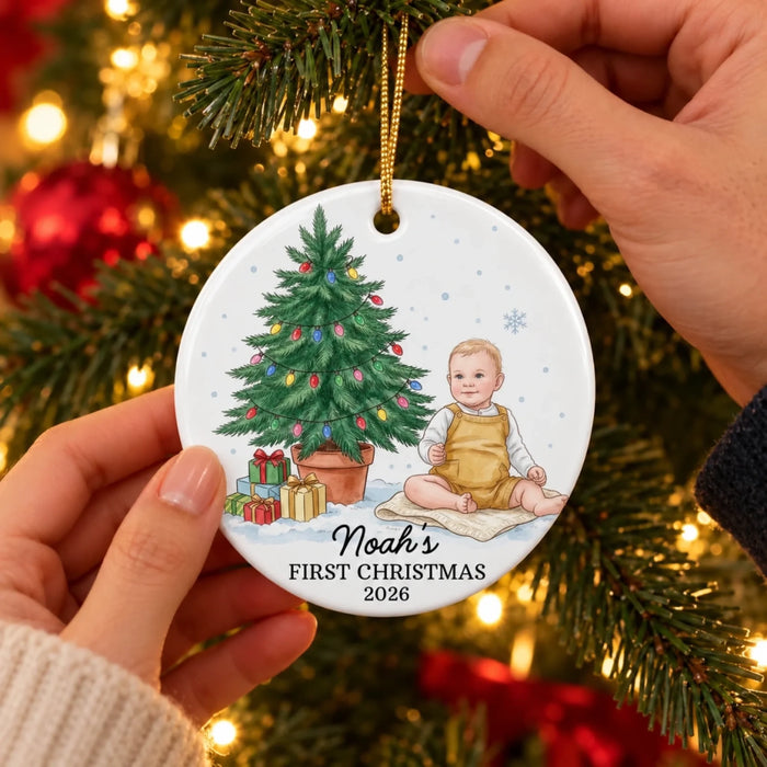 Hand-painted Noah’s First Christmas Ornament