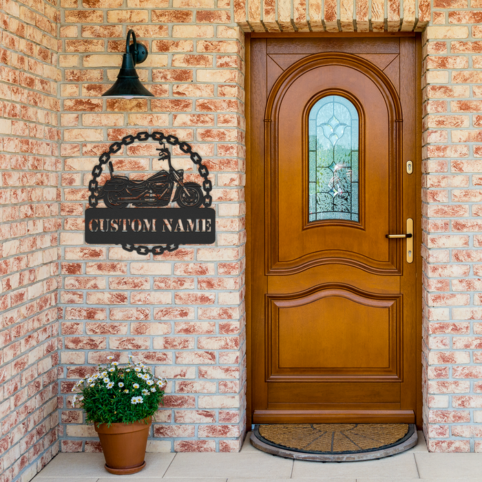 Custom_Motorcycle_Chain_Metal_Wall_Art_S_Black_Brick_Entrance_Mockup.png