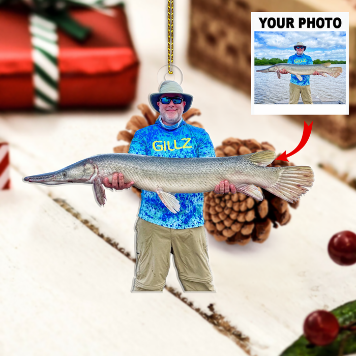 Customized Your Photo Ornament - Personalized Photo Upload Acrylic Ornament, Christmas Gifts For Fishing Lovers, Fisherman