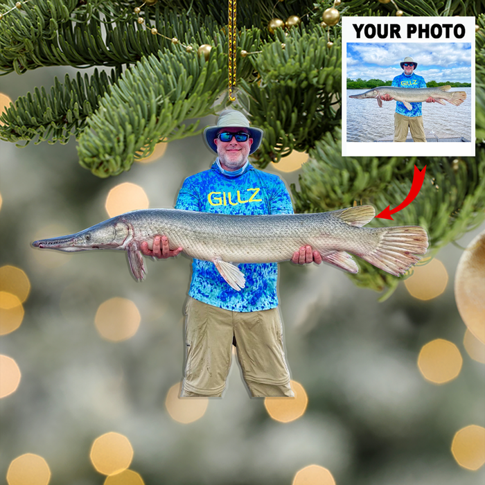 Customized Your Photo Ornament - Personalized Photo Upload Acrylic Ornament, Christmas Gifts For Fishing Lovers, Fisherman