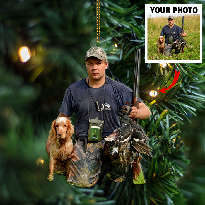 Customized Your Photo Ornament - Personalized Photo Upload Acrylic Ornament, Christmas Gifts For Hunters, Hunting Lovers, Hunting with Dogs