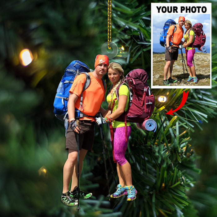 Customized Your Photo Ornament - Personalized Photo Upload Acrylic Ornament, Christmas Gifts For Hiking Lovers, Hikers