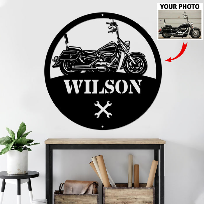 Custom Motorcycle Metal Wall Art Sign - Personalized Motorcycle Photo Sign Gift for Biker, Motorcycle Lovers