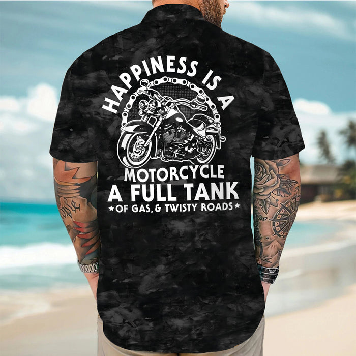 Happiness Is A Motorcycle Hawaiian Shirt, Biker Men's Hawaiian Shirt