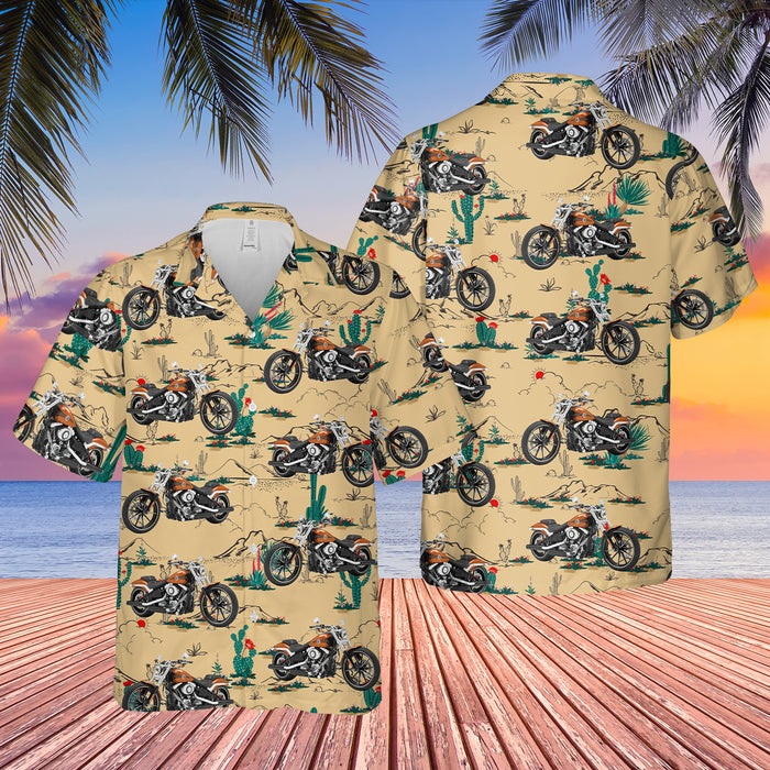 Personalized Upload Motor Car Photo Hawaiian Shirt, Custom Vehicle Photo Vintage Desert Pattern Men's Hawaiian Shirt