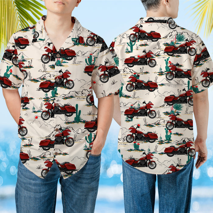 Personalized Upload Motor Car Photo Hawaiian Shirt, Custom Vehicle Photo Vintage Desert Pattern Men's Hawaiian Shirt