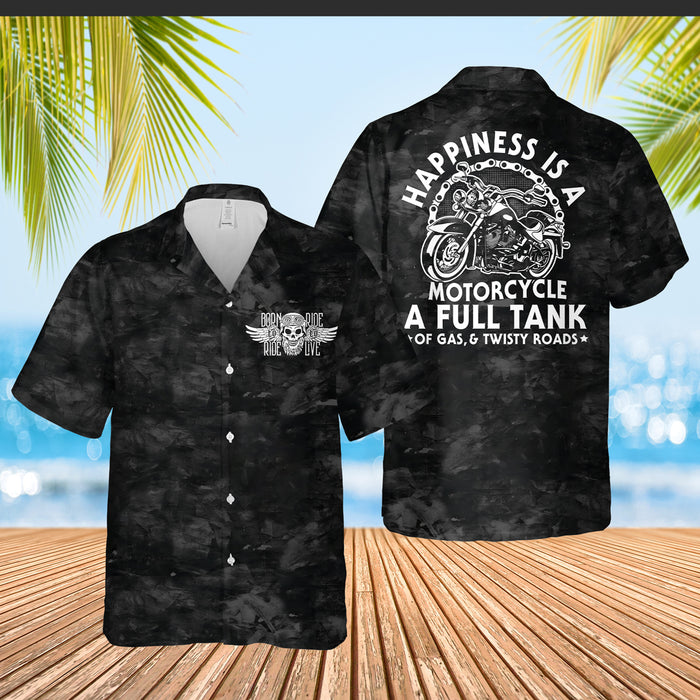 Happiness Is A Motorcycle Hawaiian Shirt, Biker Men's Hawaiian Shirt