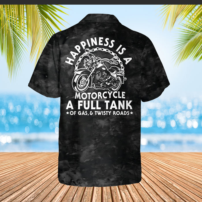 Happiness Is A Motorcycle Hawaiian Shirt, Biker Men's Hawaiian Shirt