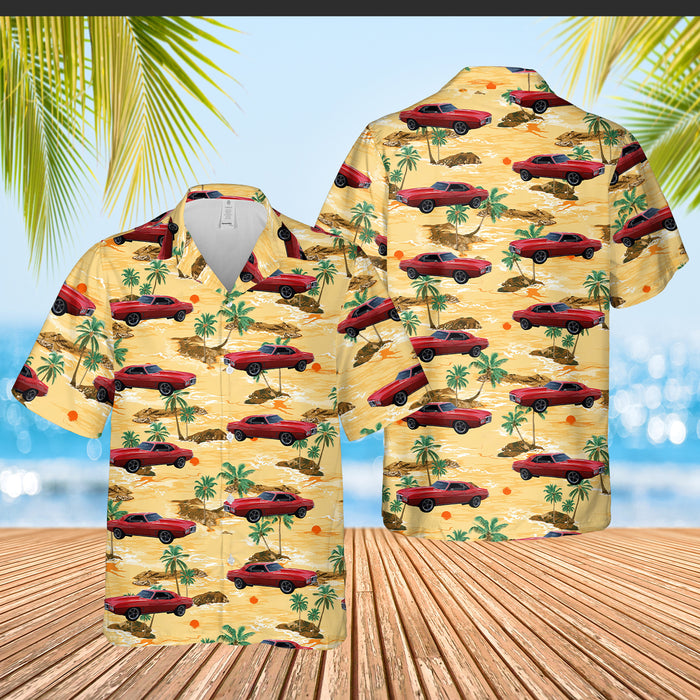 Personalized Upload Car Photo Hawaiian Shirt, Custom Vehicle Photo Sunset Beach Aloha Hawaiian Shirt