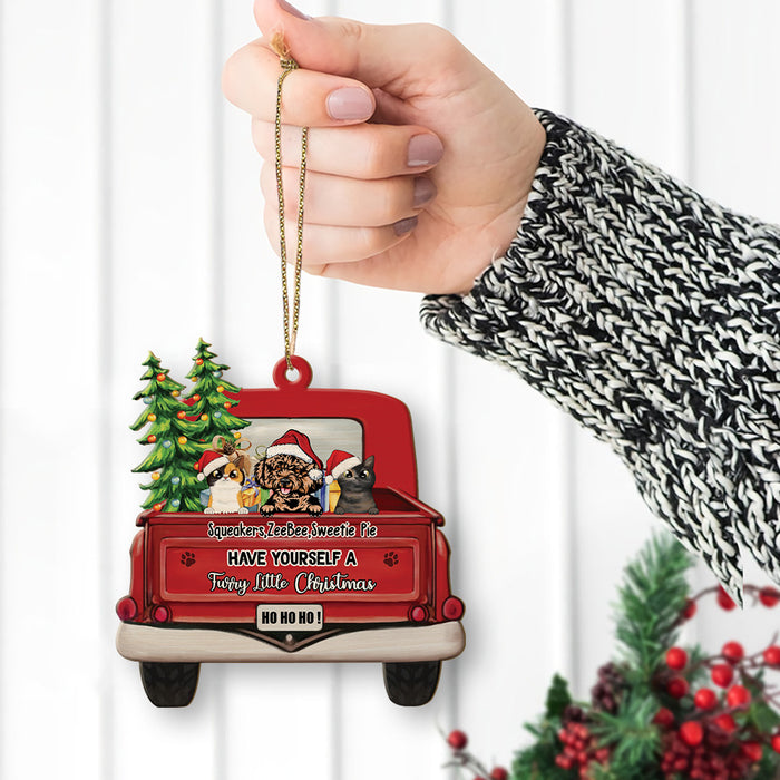 Have Yourself a Furry Little Christmas Red Truck Car - Personalized Christmas Gifts Custom Wooden Ornament For Dog Lovers, Cat Lovers