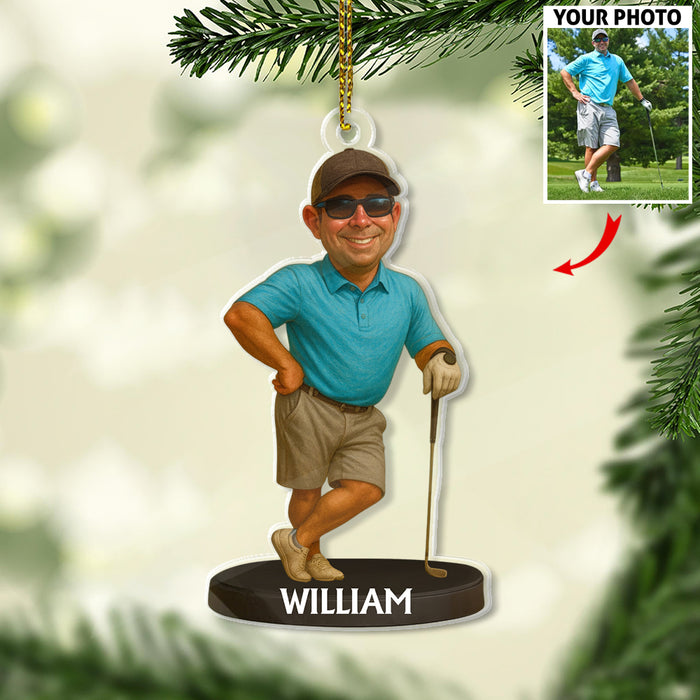 Custom Caricature-Style Portrait Ornament from Your Photo – Personalized Acrylic Christmas Ornament, Unique Gift for Family, Friends