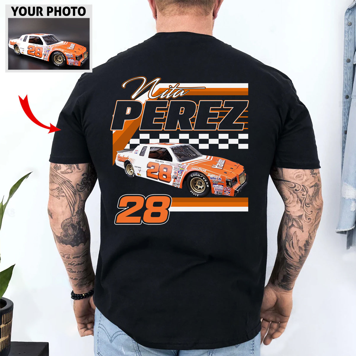 Sweatshirt Back Racing Graphics Personalized Dirt Track Racing Photo Back Shirt, Custom Racing Team Na ...